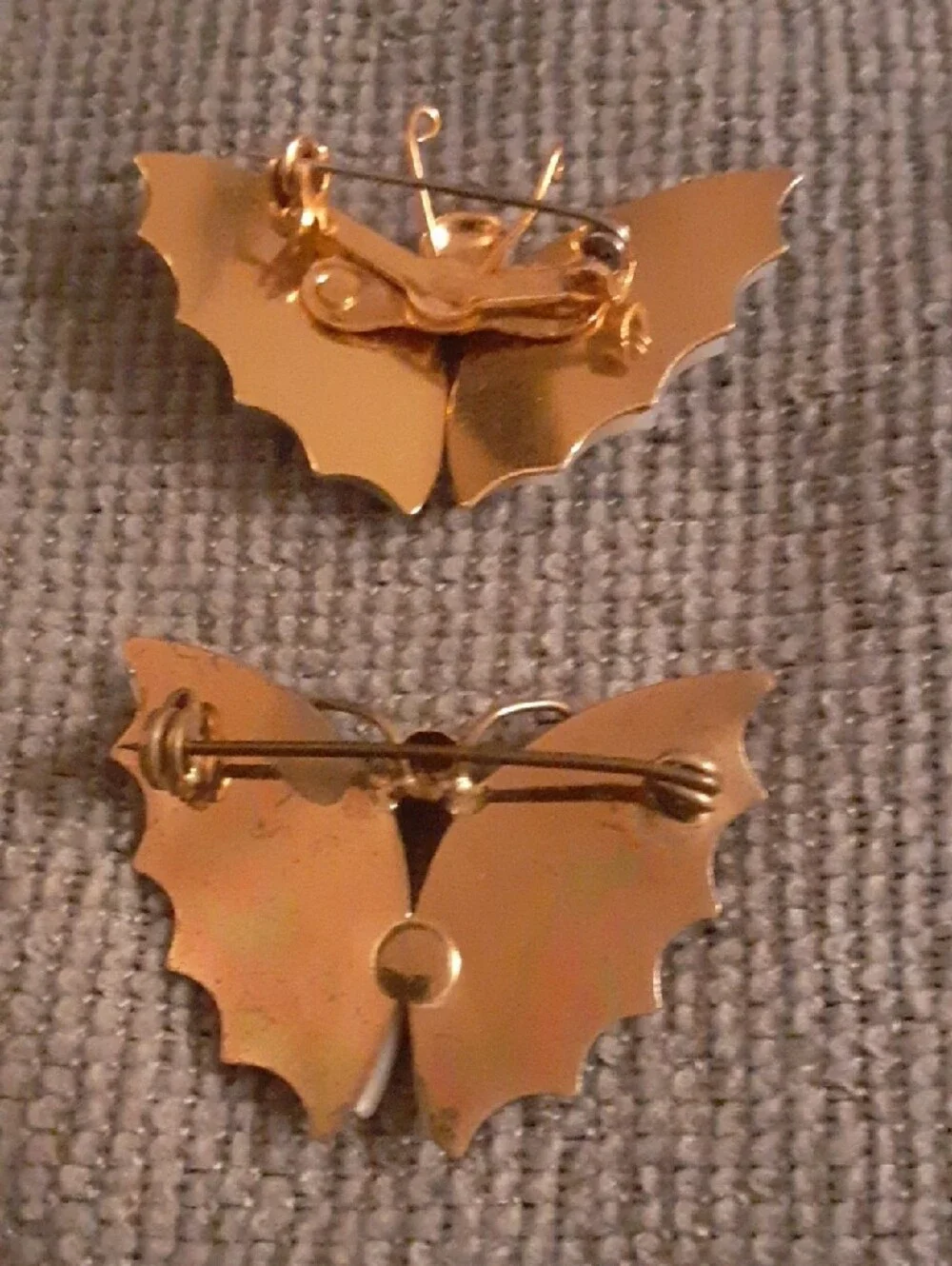 Gold Tone and Mother-of-Pearl Style Butterfly Pins